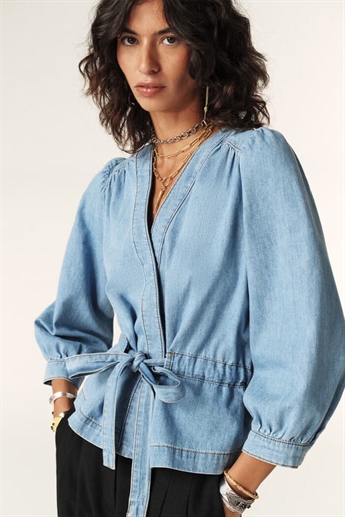 Ba&sh, Lavina long-sleeved top, Denim